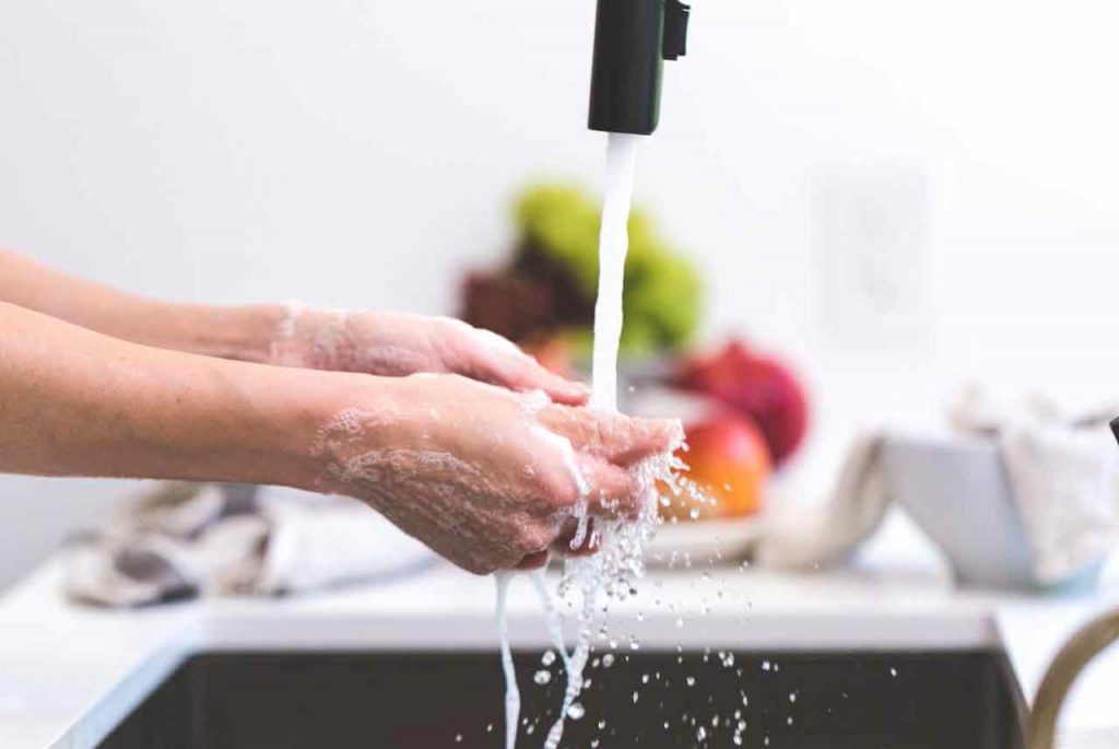 washing hands, water